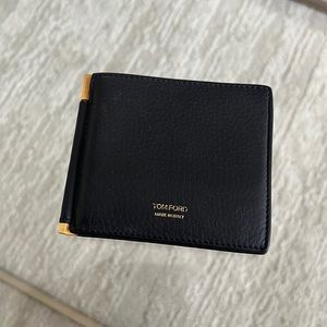 Tom Ford Grain Leather Money Clip Wallet